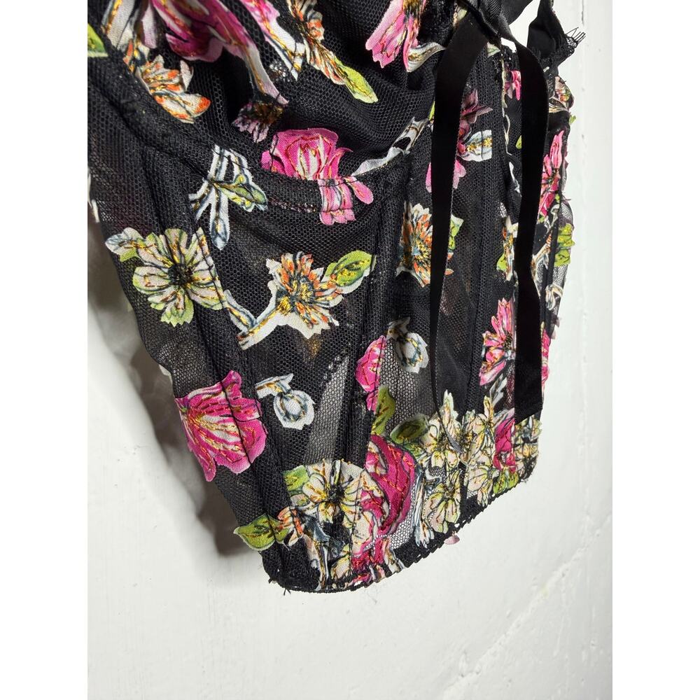 NEW VICTORIA'S SECRET DREAM ANGELS BLACK FLORAL BRA TOP BUSTIER CORSET SZ 32B - Picture 3 of 10